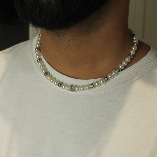 Silver Monogram Pearl Chain